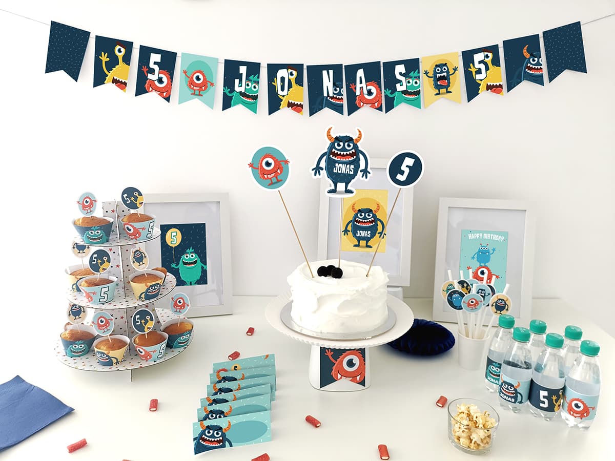 Monstres: Kit anniversaire personnalisé à imprimer avec jeux et décorations
